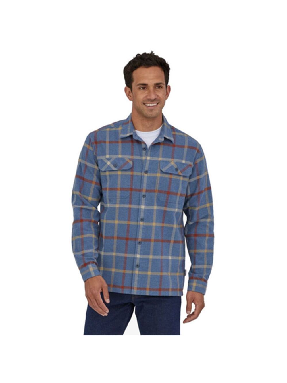 Patagonia Fjord Flannel Plaid Organic Cotton Button Up Shirt Blue S - Picture 2 of 10